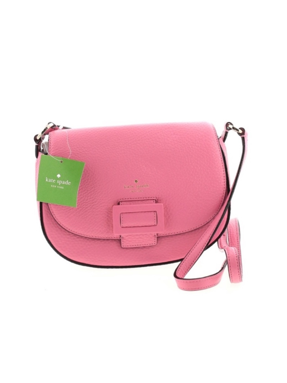 kate spade Pink Pebbled Leather Crossbody Saddle Bag